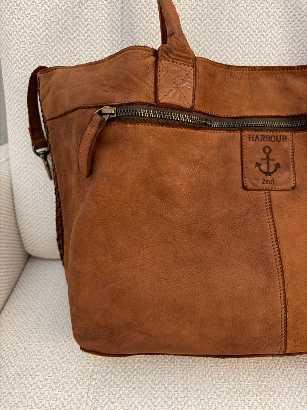 Harbour 2nd Cognac Leather Woven Tote Shopper Bag NWT - Picture 6 of 15